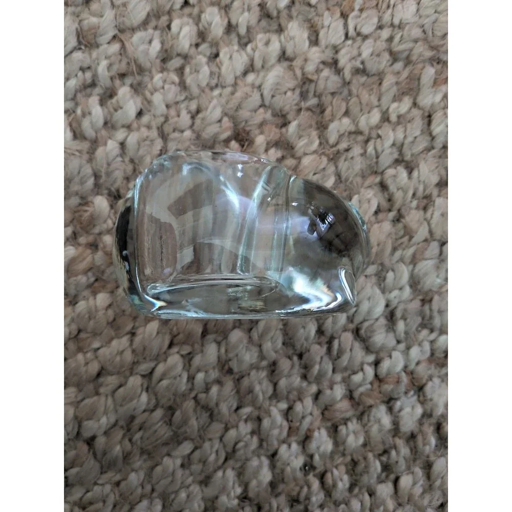 NWT VINTAGE INDIANA GLASS COMPANY CLEAR GLASS SLEEPING CAT VOTIVE CANDLE HOLDER